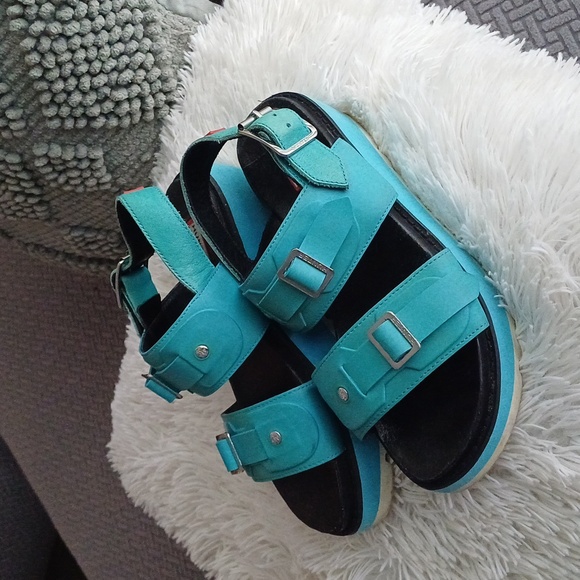 🔥🔥Hunter original Tiffany blue Turquoise platform sandals 10 10.5 - Picture 10 of 15